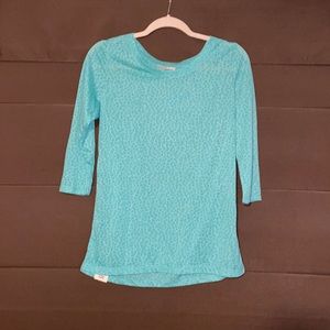Teal cheetah 3/4 sleeve top